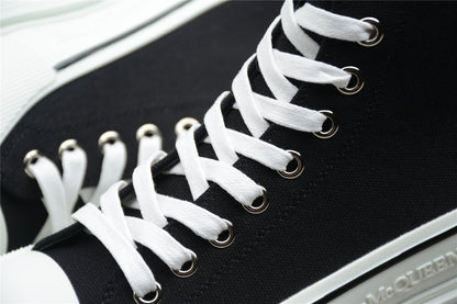 Alexander McQueen Tread Slick Black White Canvas Boots