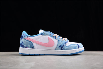 Air Jordan 1 Low SE Canvas Denim Pink Blue Sneakers