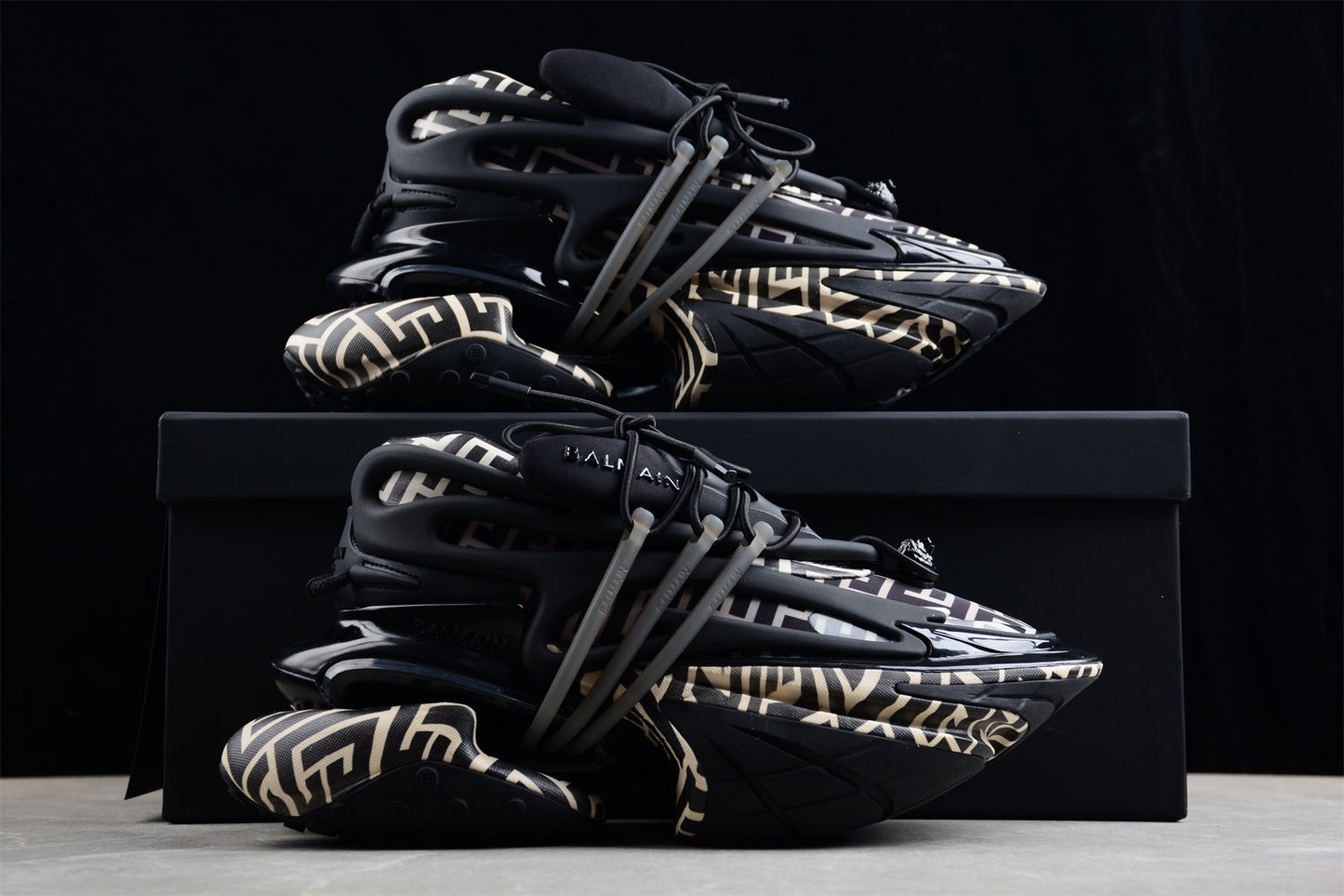 Balmain Unicorn Sneakers in Black – Neoprene and Leather