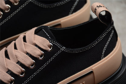 Alexander McQueen Tread Slick Black Tan Canvas Sneakers