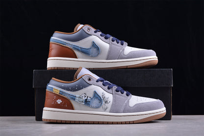 Air Jordan 1 Low SE Phantom Repaired Denim Sneakers