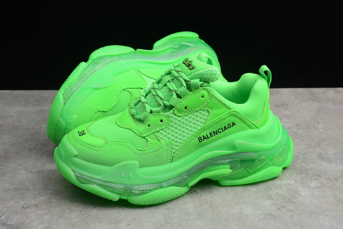 Balenciaga Triple S Neon Green Clear Sole Sneakers