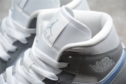 Nike Air Jordan 1 Mid Wolf Grey Aluminum Sneakers