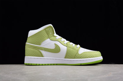 Nike Air Jordan 1 Mid SE Green Python Sneakers