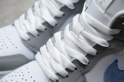 Nike Air Jordan 1 Mid Wolf Grey Aluminum Sneakers