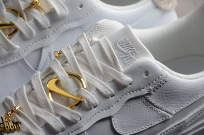 Nike Air Force 1 Low PLT.AF.ORM Bling White Metallic Gold Sneakers