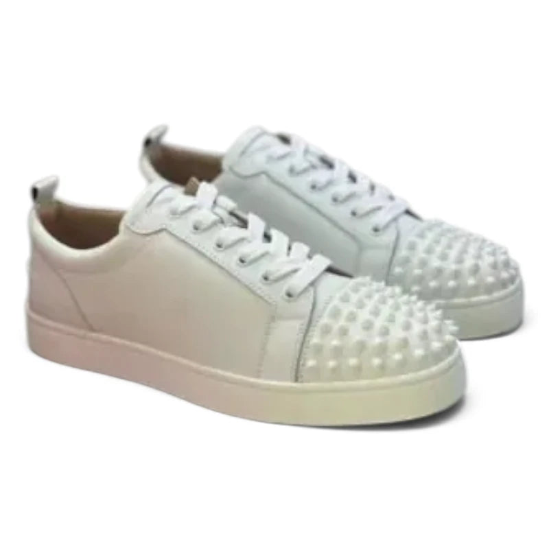 Christian Louboutin Louis Junior Spikes White Sneakers