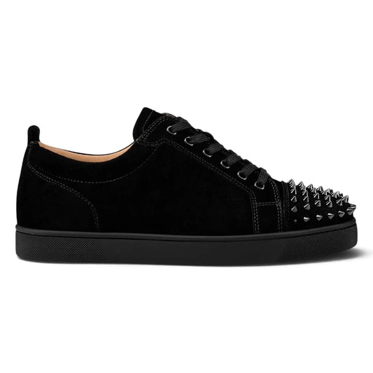 Christian Louboutin Louis Junior Spikes Black Suede Sneakers