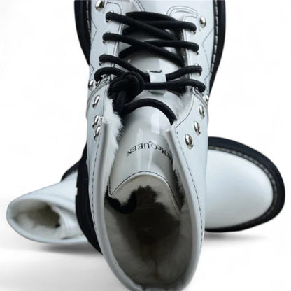 Alexander McQueen High-Top Combat Boot White Black