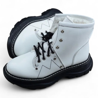 Alexander McQueen High-Top Combat Boot White Black