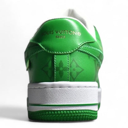 Nike Air Force 1 Low White Green Monogram Sneakers