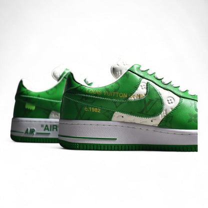 Nike Air Force 1 Low White Green Monogram Sneakers