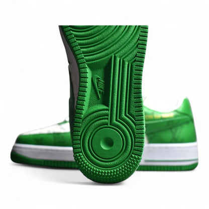 Nike Air Force 1 Low White Green Monogram Sneakers