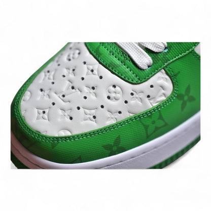Nike Air Force 1 Low White Green Monogram Sneakers