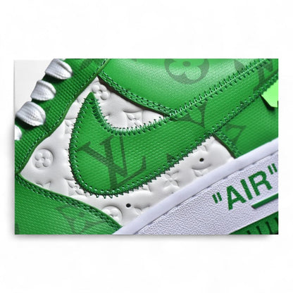 Nike Air Force 1 Low White Green Monogram Sneakers