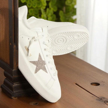 Golden Goose Purestar White Leather Silver Crystal Star