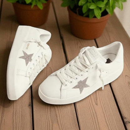 Golden Goose Purestar White Leather Silver Crystal Star