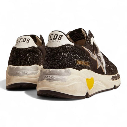 Golden Goose Running Sole Black Glitter Silver Star