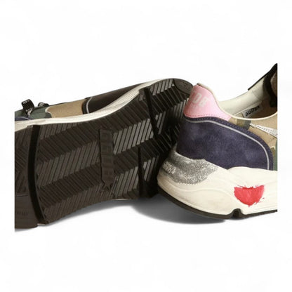 Golden Goose Running Sole Camouflage Silver Star