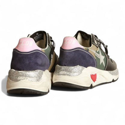 Golden Goose Running Sole Camouflage Silver Star