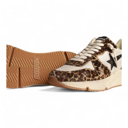 Golden Goose Running Sole Leopard Print Black Star