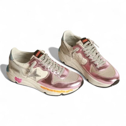 Golden Goose Running Sole Laminated Pink Leather Sneakers (Women's)