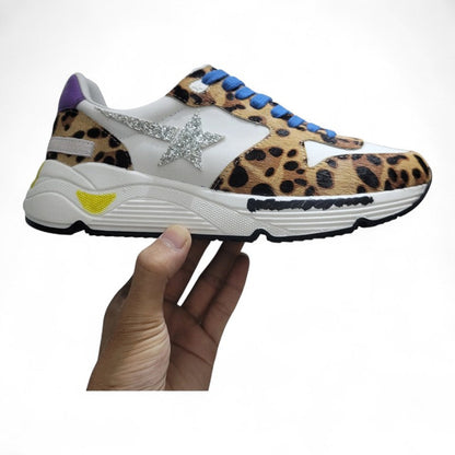 Golden Goose Running Sole Leopard Print Pony Hair Sneakers