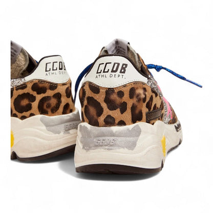 Golden Goose Running Sole Leopard Print Glitter Star Sneakers