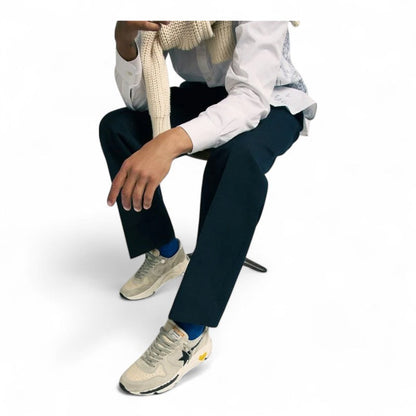 Golden Goose Running Sole Ice Gray Mesh Black Star