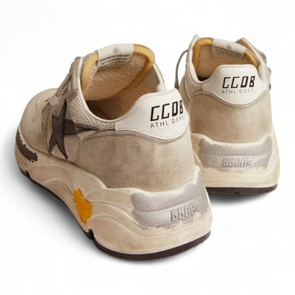 Golden Goose Running Sole Ice Gray Mesh Black Star
