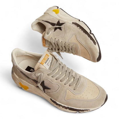 Golden Goose Running Sole Ice Gray Mesh Black Star