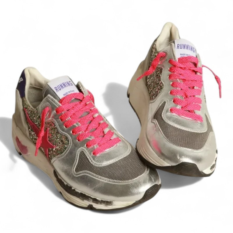 Running Sole sneakers in metallic leather and glitter