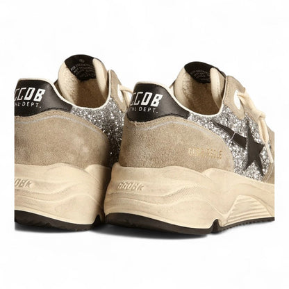 Golden Goose Running Sole Silver Glitter Black Star Sneakers