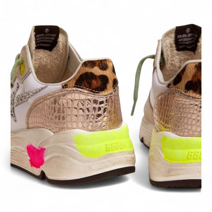Golden Goose Running Sole Suede Leopard Print Sneakers