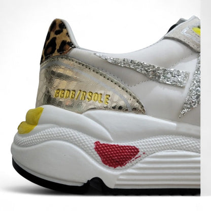 Golden Goose Running Sole Suede Leopard Print Sneakers