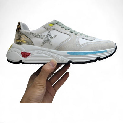 Golden Goose Running Sole Suede Leopard Print Sneakers