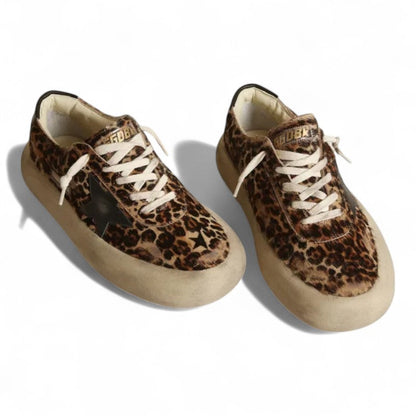 Golden Goose Space-Star Leopard Print Platform Sneakers