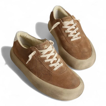 Golden Goose Space-Star Tobacco Suede Platform Sneakers