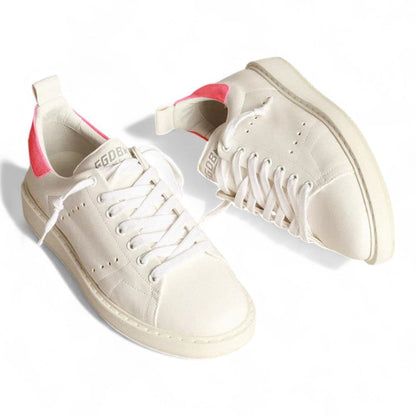 Golden Goose Starter White Leather Sneakers with Pink Heel Tab