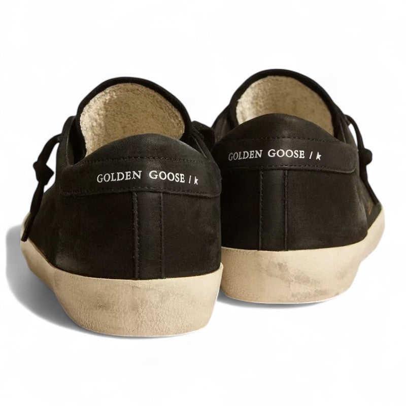 GG Super-Star sneakers in black nubuck with a perforated star and matching heel tab