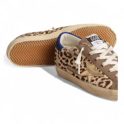 Golden Goose Super-Star LTD Leopard Pony Hair Gold Star Sneakers