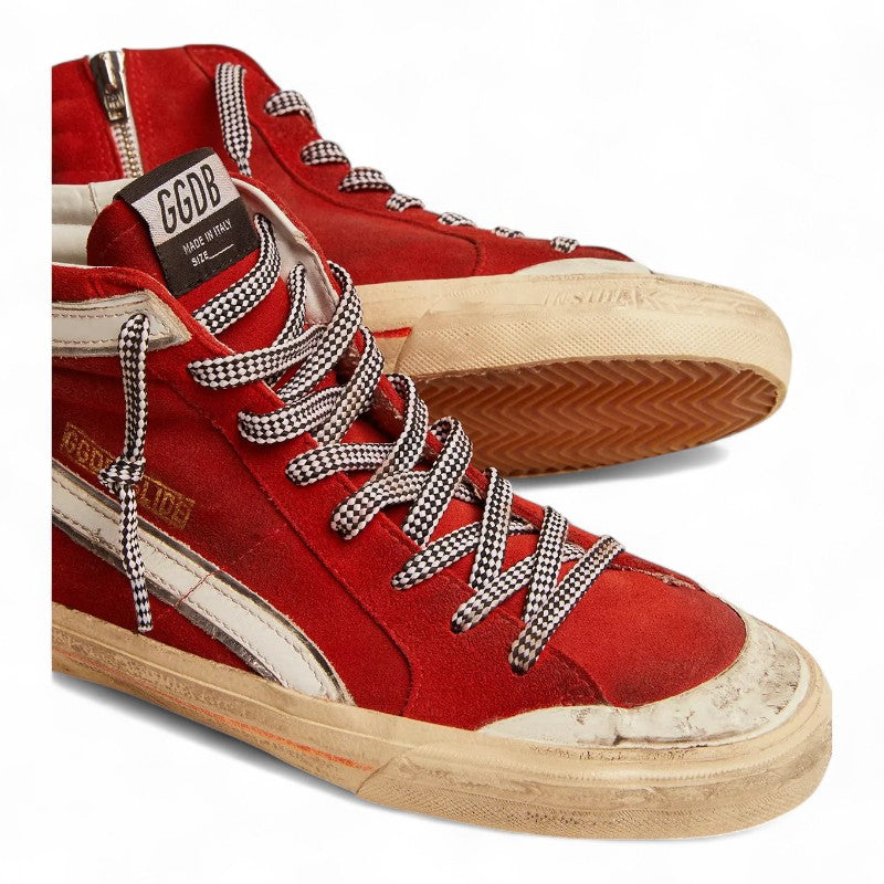 Sneaker Slide Penstar in red suede with white details