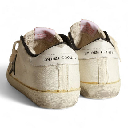 Golden Goose Super-Star LTD Beige Canvas Black Star Sneakers