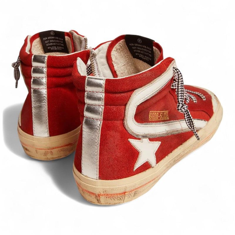 Sneaker Slide Penstar in red suede with white details