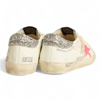 Golden Goose Super-Star LTD White Leather Pink Star Sneakers