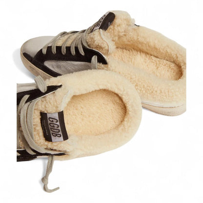 Golden Goose Super-Star Sabot Silver Leather Black Star