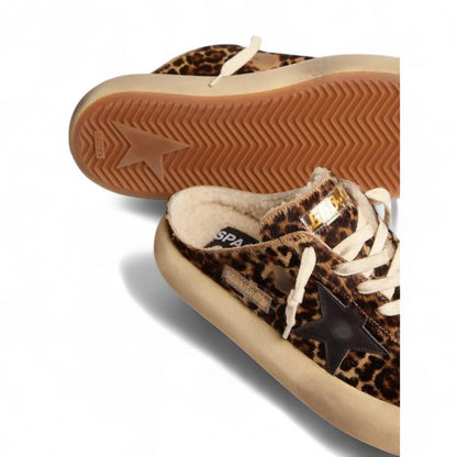 Golden Goose Space-Star Leopard Print Shearling Sabots