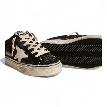 Golden Goose Super-Star Sabot Black Glitter White Star Sneakers