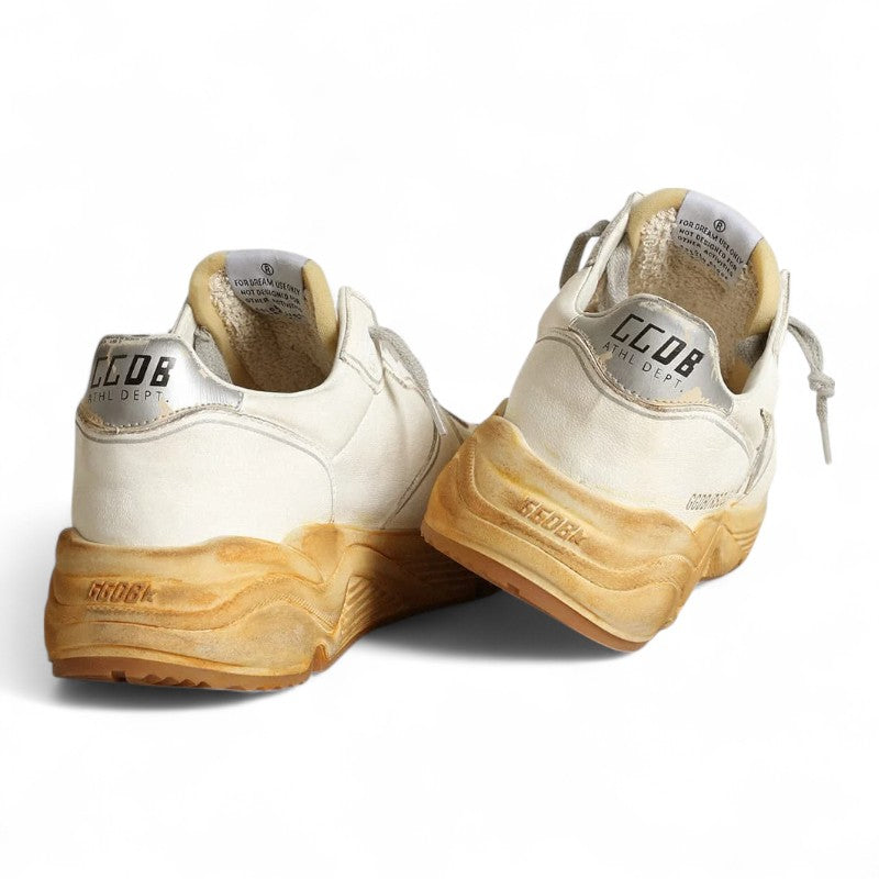 Running Sole sneakers with star and heel tab in leather with silver-colored digital print
