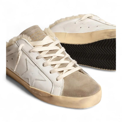 Golden Goose Super-Star Sabot White Leather Shearling Sneakers